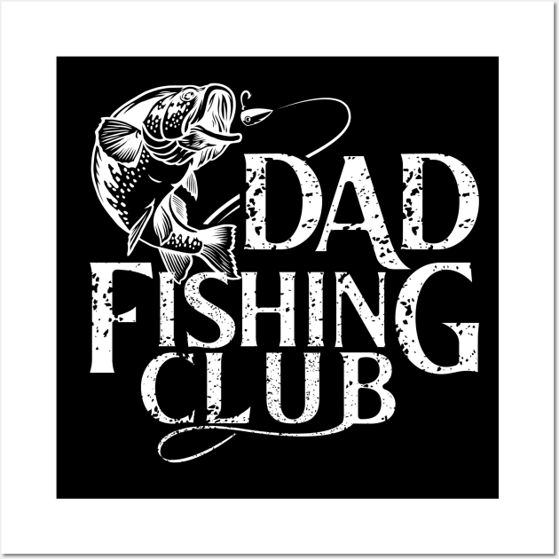 Dads Fishing Club white Wall Art by 397House